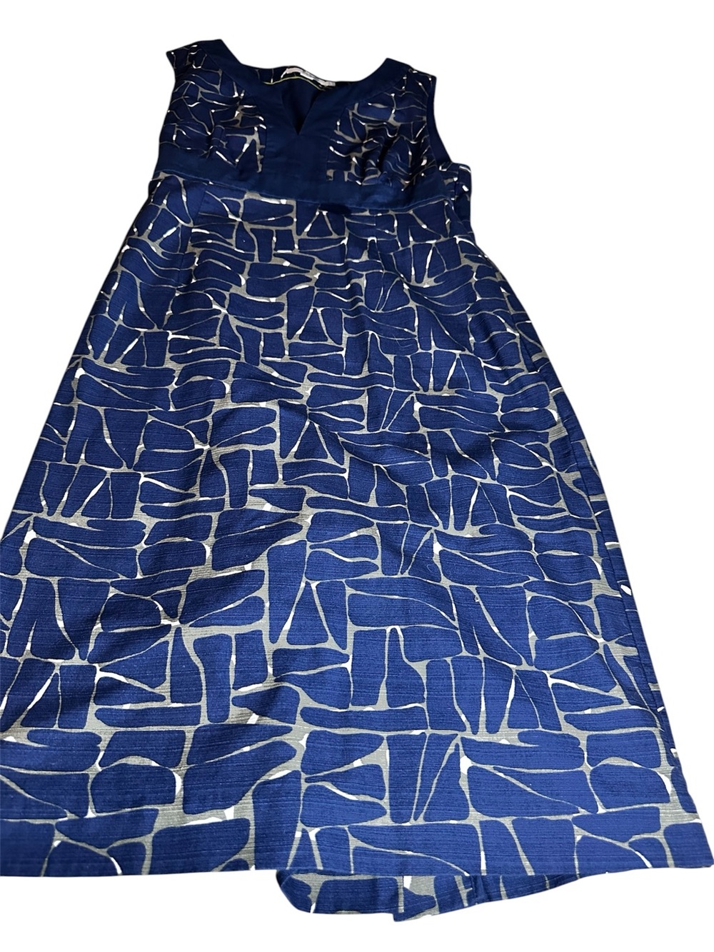 Boden Sleeveless Blue Patterned A-Line Dress Size Small